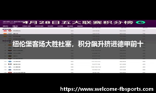 纽伦堡客场大胜杜塞，积分飙升挤进德甲前十